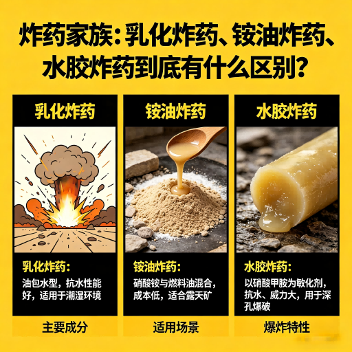 奈曼炸药家族：乳化炸药、铵油炸药、水胶炸药到底有什么区别？